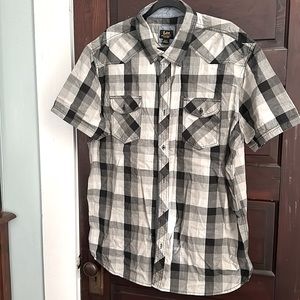 Lee Casual button down, size XXL, Black/white/gray